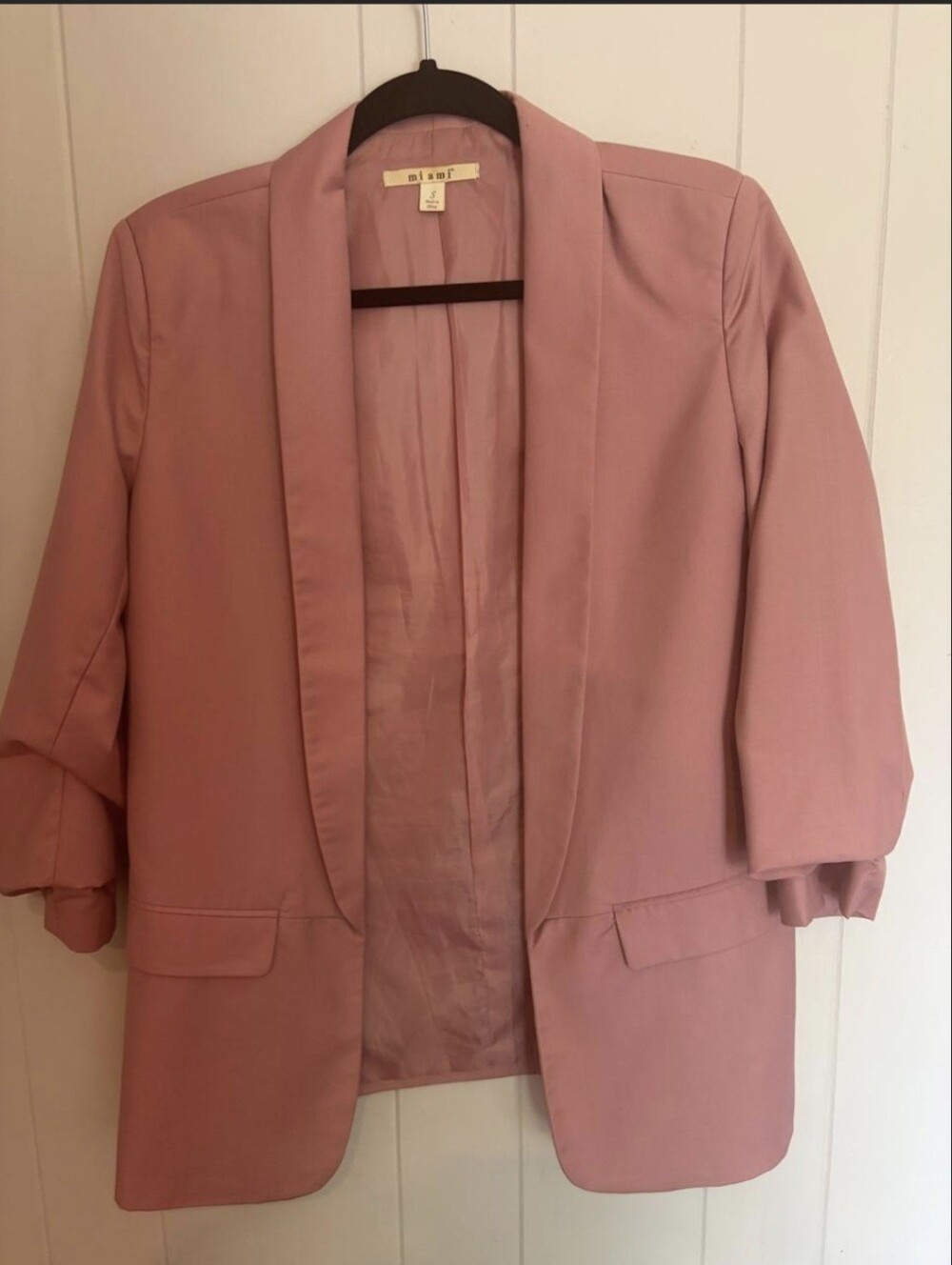 miami Blush Pink Open-Front Draped Blazer